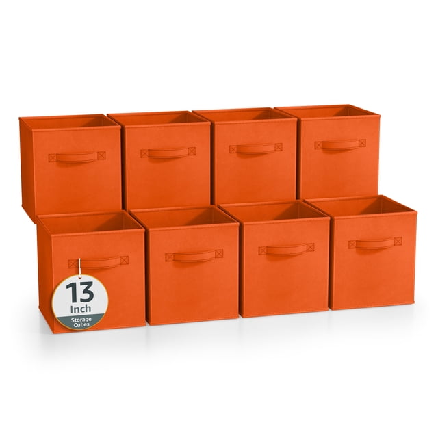 Sorbus Cubos de Almacenamiento de Tela Plegables de 13 Pulgadas, 8 Cestas Plegables para Organizar Armarios, Estantes, Ropa, Juguetes, Libros, Color Naranja