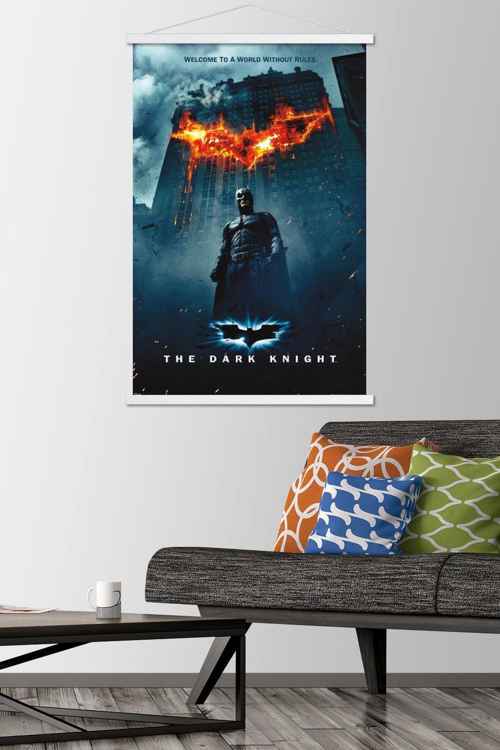 DC Comics Movie - The Dark Knight - Batman Logo on Fire One Sheet Wall Poster, 22.375" x 34"