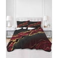 thumbnail image 3 of Red Marble Twin Size Down Alternative Comforter, Lightweight Comforter Quilt Bedding Set with Pillow Shams Gold Abstract Vintage Modern Ombre Art All Seasons Bed Comforter Duvet Insert 68"x86", 3 of 7