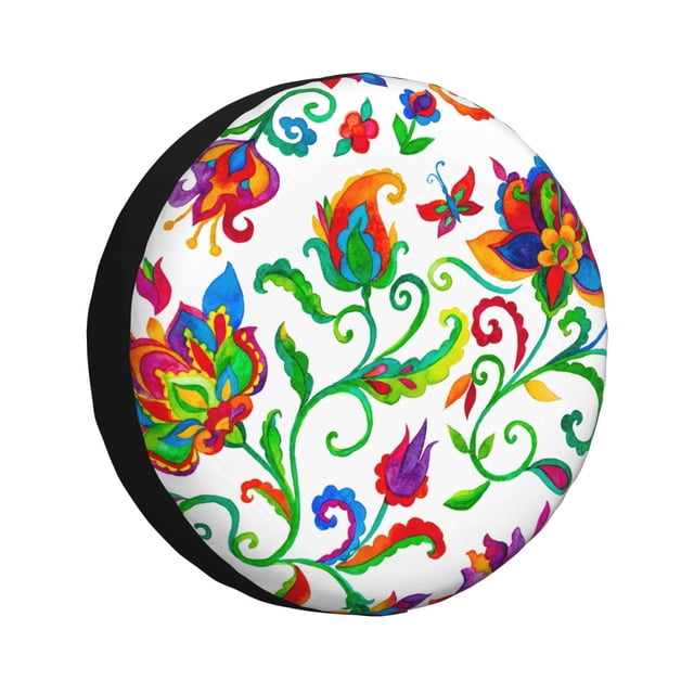 Fotbe Paisley Funda de Llanta de Repuesto con Estampado, Engrosada, Ajuste Universal para Jeep, Remolque, RV, SUV, Camión-15 inch