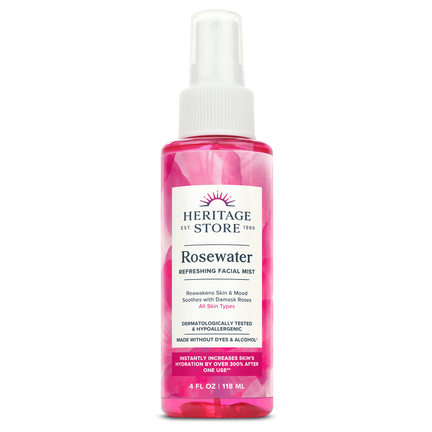 HERITAGE STORE Rosewater Facial Mist, Hydrating Face Spray, 4 fl oz