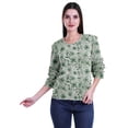 thumbnail image 2 of Moomaya Hauts Aguichant à Manches 3/4 pour Femmes Chemise Imprimée à Volants pour Femmes T-Shirt d'Été, 2 of 4