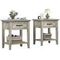 thumbnail image 4 of Mesa de Noche con Cajón, Mesas Laterales para Sala, Estudio, 2 Niveles de Estantes para Dormitorio o Residencias, Juego de 2, Gris, 4 of 8