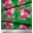 thumbnail image 3 of Soimoi Green Cotton Duck Fabric Leaves & Austin Rose Floral Print Fabric by the Yard 42 Inch Wide, 3 of 3