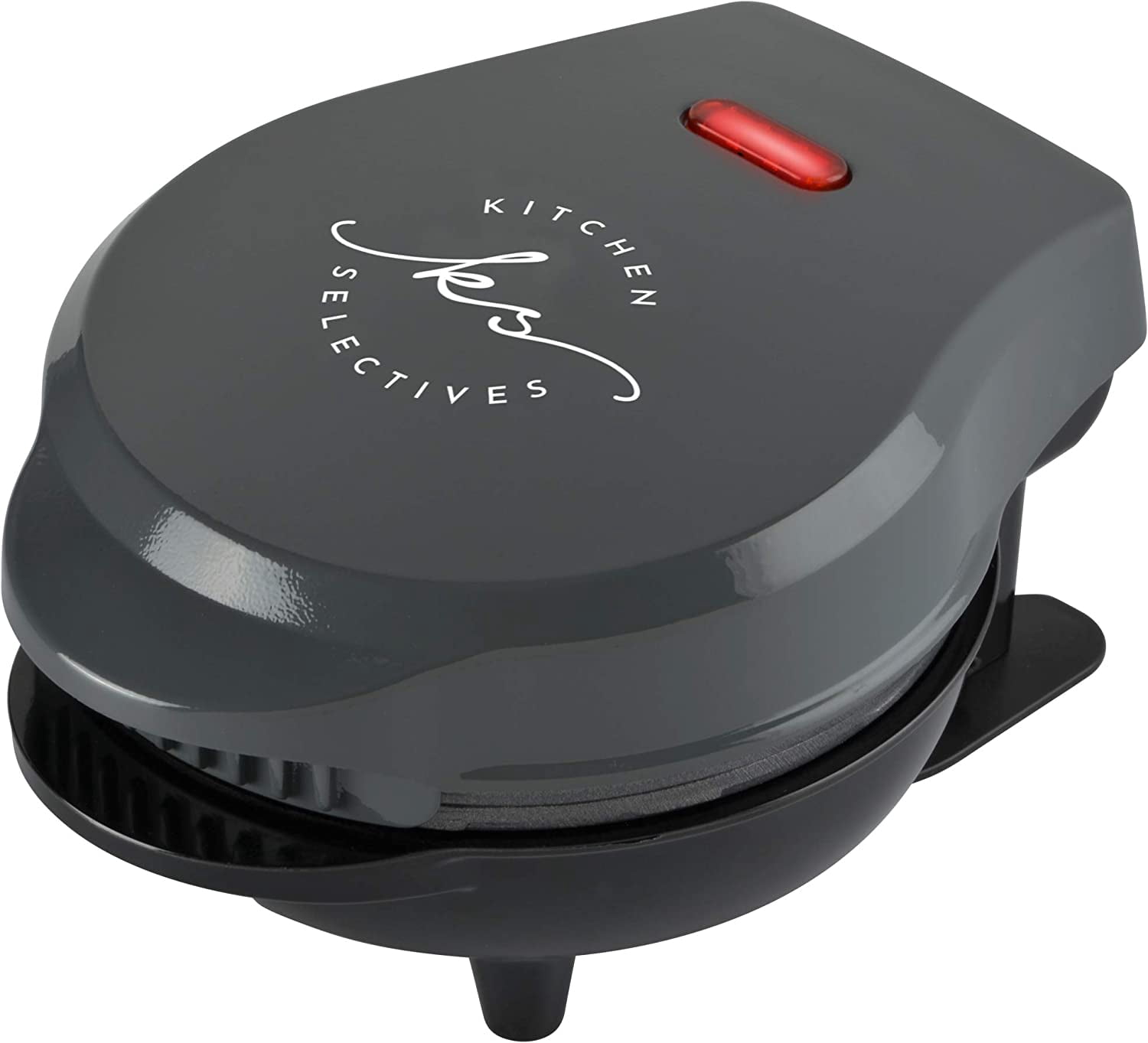Kitchen Selectives Mini Waffle Maker - Classic Waffle Iron for Breakfast, Snacks & Desserts - Nonstick Coating for Easy Cleanup - Compact & Portable - Dark Gray