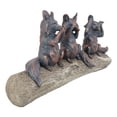 thumbnail image 2 of Rustic See Hear Speak No Evil Sly Foxes Squatting On Driftwood Log Statue 12"L, 2 of 5