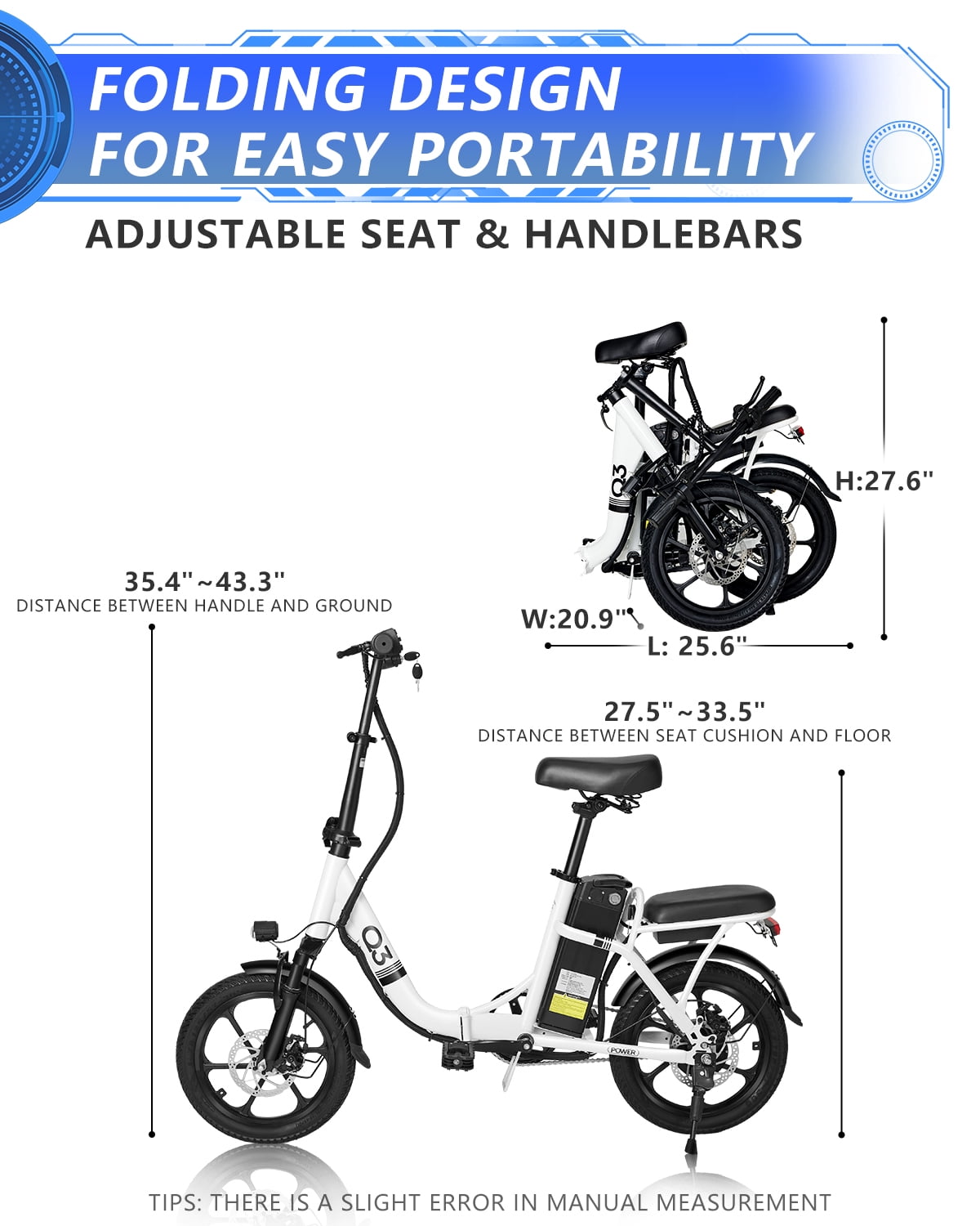 14" Folding Electric Bike, Ebike, Electric Bike 500W 48V 10Ah Built-in Battery 20MPH, 30+Miles,Multi-Shock Absorption, 3 Riding Modes, Commuting  UL 2849