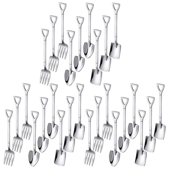 27 Pieces Shovel Spoon Fork Shovel Coffee Spoon Shovel Handle Dessert Spoon Ice Cream Spoon Shovel Shape Fork Fruit Fork