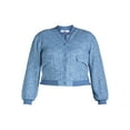thumbnail image 5 of Madden NYC Juniors and Juniors Plus Boucle Bomber Jacket, Sizes XXS-4X, 5 of 6