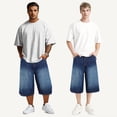 thumbnail image 4 of smawell Men's Relaxed Fit Denim Shorts Below Knee with Baggy Style, 4 of 6