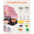 thumbnail image 5 of VEVOR Play Kitchen for Kids, Wooden, Kids Kitchen Playset with Real Lights & Sounds, Food & Cookware, Pretend Play Toy Set, Microwave, Oven, Clicking Knobs, for Toddlers, Girls & Boys Ages 3-8, Pink, 5 of 9