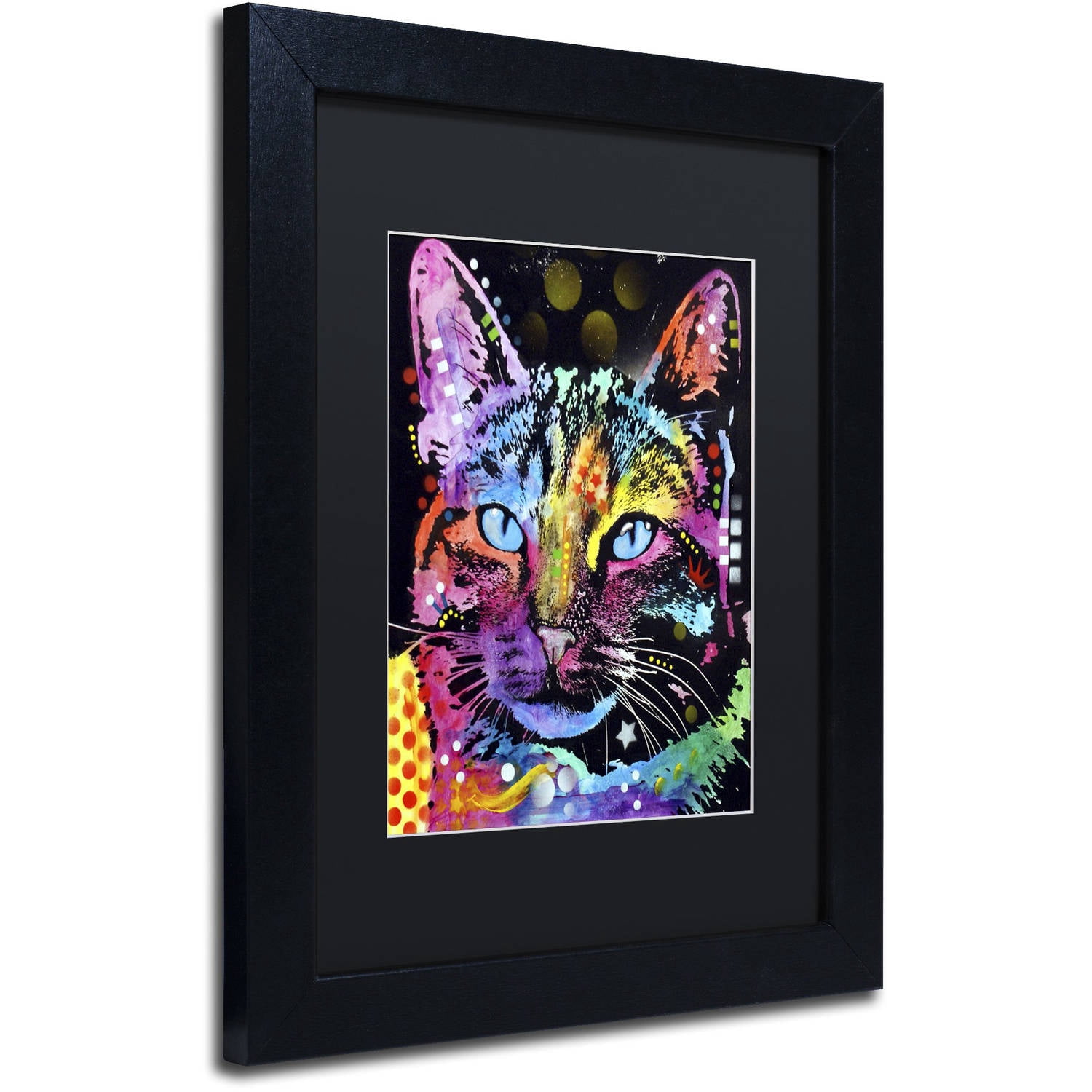 Trademark Fine Art "Thoughtful Cat" Canvas Art by Dean Russo, Black Matte, Black Frame