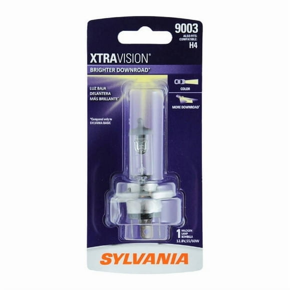 Sylvania Silverstar Headlight Bulb 9003XV.BP XtraVision; 9003; Halogen Bulb; 65 Watt; 12.8 Volt; Clear Beam Color; 910 Lumens; 3200K Light Color Temperature; Single; Blister Pack