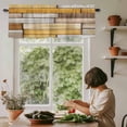 thumbnail image 6 of Brown Yellow Vintage Rod Pocket Curtain Valance, Retro Farmhouse Elegant Pastoral Farmhouse Window Valance for Living Room, Bedroom, Kitchen 60"W x 18"L, 6 of 9