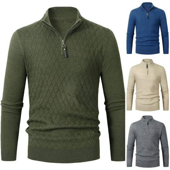 Utoimkio 2023 Turtleneck Sweaters for Men Lightweight Long Sleeve Casual Loose Knitted Undershirt Half Zip Pullover Sweaters Thermal Solid Tops