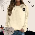 thumbnail image 2 of Tisuna Halloween Sweatshirt For Women Relaxed Fit Skull Print Crewneck Sweatshirt Ladies Long Sleeve Festival Theme Party Fall Tops Clothes Size L, 2 of 5