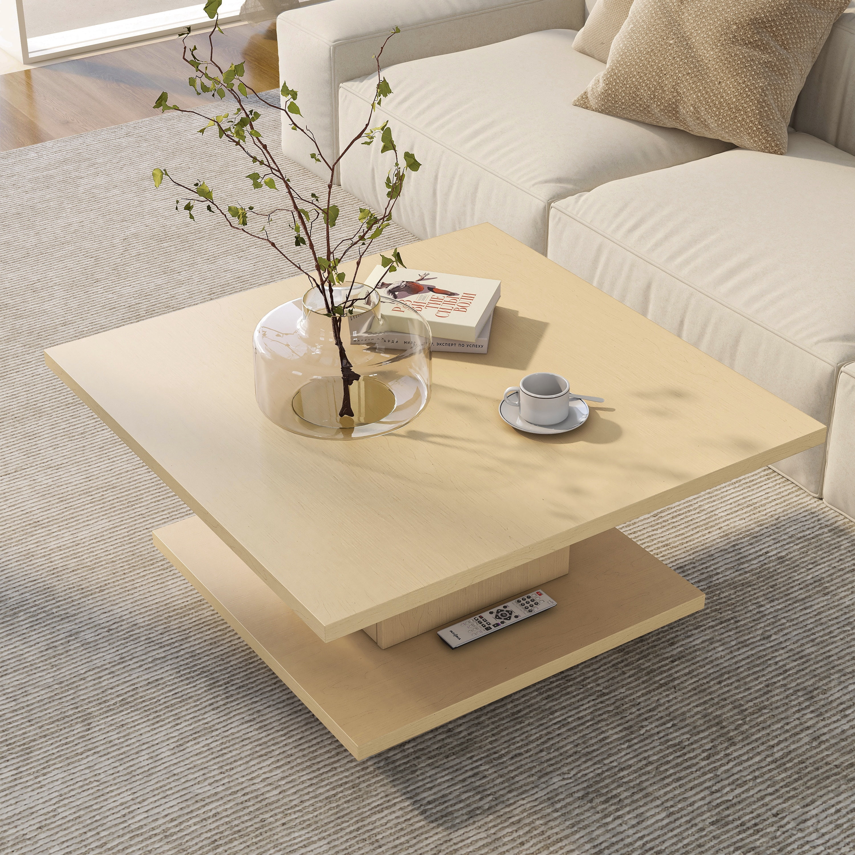 Furniture of America Aura Storage Wood Light Maple Coffee Table