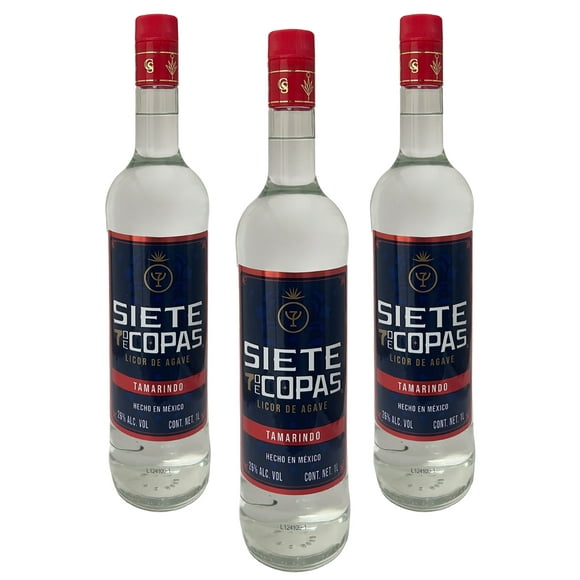 Tripack Licor De Agave 7 Siete De Copas Tamarindo 1000 Ml Siete de Copas Licor de Agave