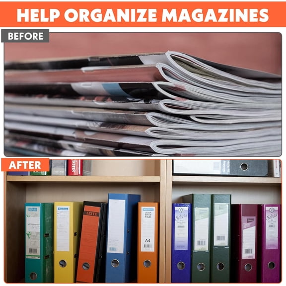 100 Pcs Clear 3 Hole Punched Magazine Holders, 11.9x1.1 Inch Plastic Binder Insert Strips for 3 Ring Binders, File Book Craft Paper Organizer$$Home Decor, Kitchen, & Other