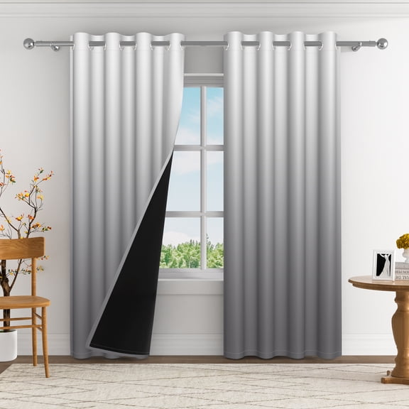 Aofoto Gray Blackout Curtains Thermal Curtains Outdoor Curtains Drapes for Patio, 2 Panels,52W x 63L inches