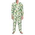 thumbnail image 3 of Susaid Tulips Flowers Print Men's Long Sleeve Pajama Set, Two-Piece Button-Down Loungewear PJs Set, Comfortable Sleepwear for Relaxation-Large, 3 of 7