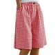 thumbnail image 1 of Pantalones Sueltos de Pierna Ancha para Mujeres Casual Elástico Pantalones Rectos de Pierna Ancha con Bolsillo Medio Pantalones Cortos, 1 of 9