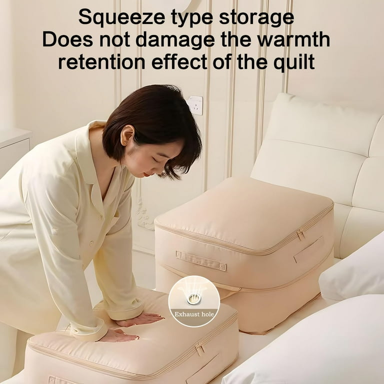 Dustproof and Moisture proof Compression Storage Bag Comforter Storage Bag Folding Organizer bag for King Queen Comforters Pillows Bedding Quilt