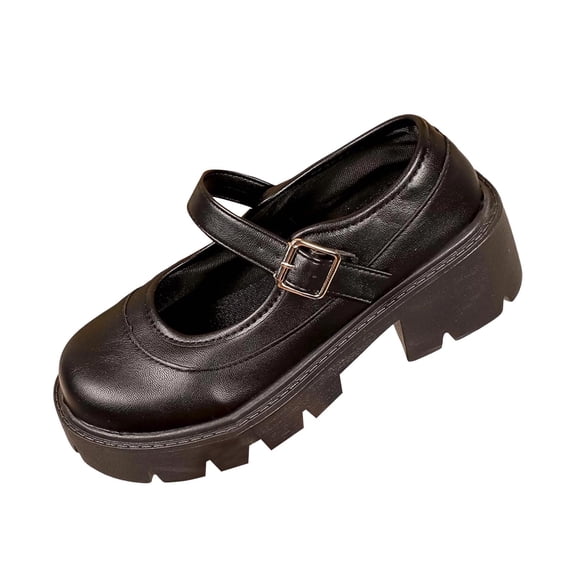 ShiShine Womens Mary Jane Shoes Chunky Platform Block Heel Round Toe Buckle Strap Thick Sole Non Slip Casual Footwear
