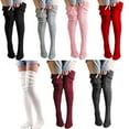 thumbnail image 2 of Medias de Lana Tejidas por Encima de la Rodilla Calcetines de Bota Larga hasta el Muslo Calentadores de Piernas Suaves y Cómodos para Otoño e Invierno ANGGREK Otros, 2 of 8