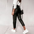 thumbnail image 4 of Women's High Waisted Pu Leather Pants Tapered/Slim Fitted Skinny Stretchy Pants Trousers for Women, 4 of 7