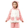 thumbnail image 3 of LIJCC Girls Flannel Plush Hooded Two Piece Outfit Cute Thermal Long Sleeve Pullover Tops Pants Suit Cozy Soft Winter Warm Fuzzy Sherpa Trendy Clothes Sets, 3 of 5