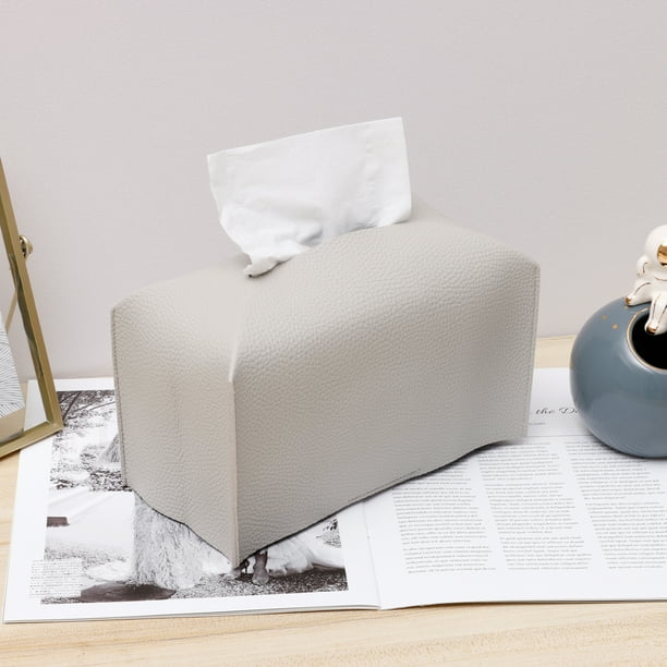 Tissue Box Cover Holder Rectangle PU Leather Tissue Dispenser Box Roll Paper Extractive Tissue Dispenser Case Container Pure Color for Bedroom Living