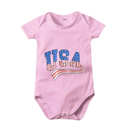 

Toddler Kids 4th Of July Love Printed Short Sleeve Independence Day Romper Jumpsuit Cloths Newborn Infant Child Clothing Streetwear Dailywear Outwear