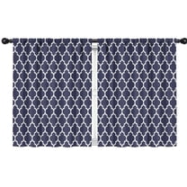 Blackout Kids Curtains,Navy and White Geometric Lattice Pattern Childrens Insulated Curtains Set Of 2,Bedroom Essentials,Toddler Room Decor 42"x54"