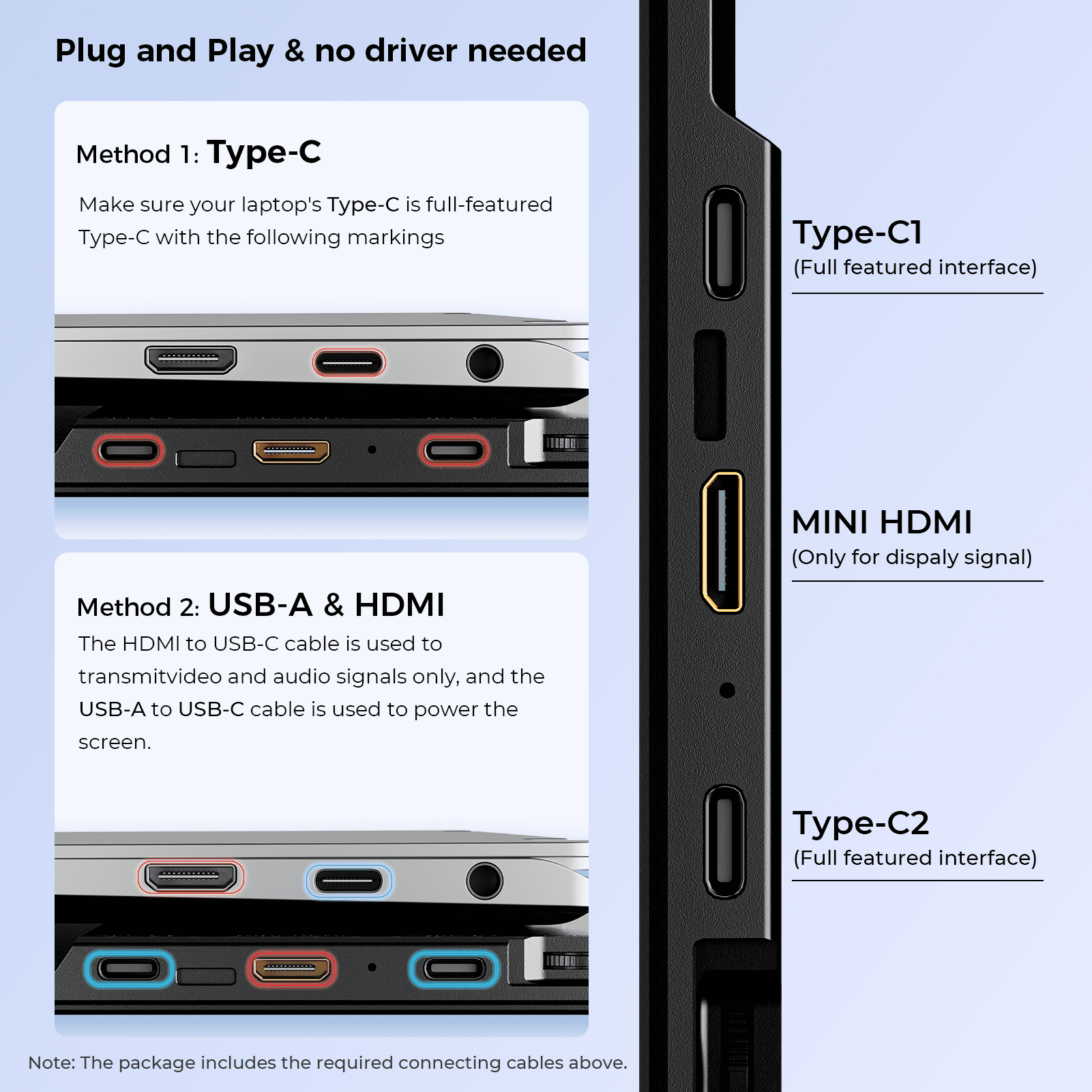 Tlscon 16.1" Laptop Screen Extender , IPS 1200P Portable Monitor, Up and Down Adjustable and 360°Rotating Detachable Stand,Extender for Laptop 13-17.5", Plug-Play for Mac/OS/Wins/Chrome/Dex
