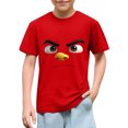 thumbnail image 2 of Tops de Manga Corta Linda con Impresión de Expresión Linda de Color Sólido para Niños Niños Niñas, Camiseta Cómoda Suelta para la Temporada Escolar, 2 of 8