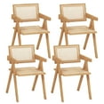 thumbnail image 1 of Costway Set of 4 Rattan Accent Chairs Mid Century Dining Armchair Bamboo Frame Kitchen Natural, 1 of 10
