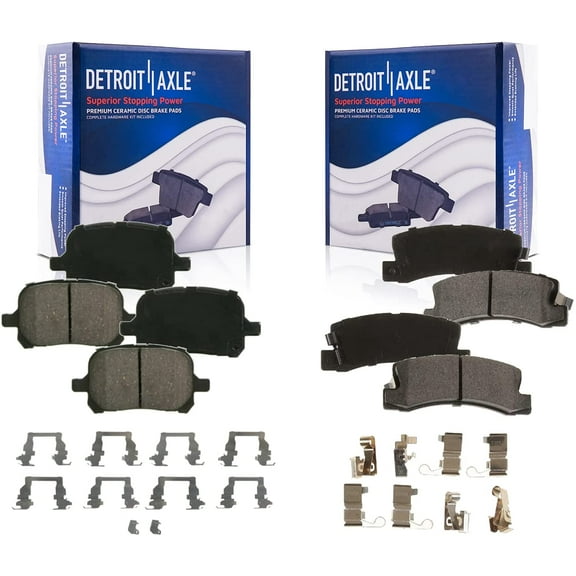 Detroit Axle - Brake Pads for Toyota Camry Solara Lexus ES300 RX300 Front & Rear Ceramic Brakes Pads Hardware Included Replacement