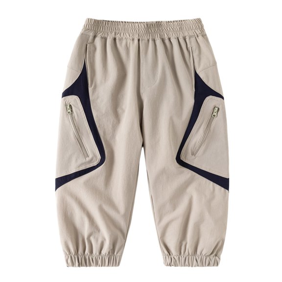 CONROSES Kids Boys Cargo Pants Wide Leg Baggy Hiking Pant for Child Graphic Elastic Waist Cozy Outdoor Jogger Trousers with Pockets