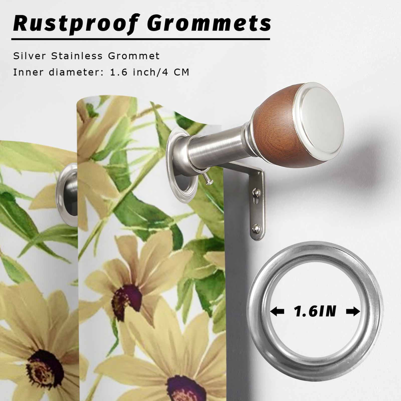 Vintage Sunflowers Outdoor Curtains for Patio Waterproof, Grommet Outdoor Privacy Panels, Spring Botanical Green Leaves Weatherproof Outside Curtains for Porch/Cabana 54"Wx108"L, 1 Panel