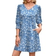 thumbnail image 5 of WIHOLL Flowy Dresses for Women Cute Floral Print 3/4 Length Sleeve Midi Dress Lightweight Casual Beach Vacation Sundresses with Pockets, 5 of 9