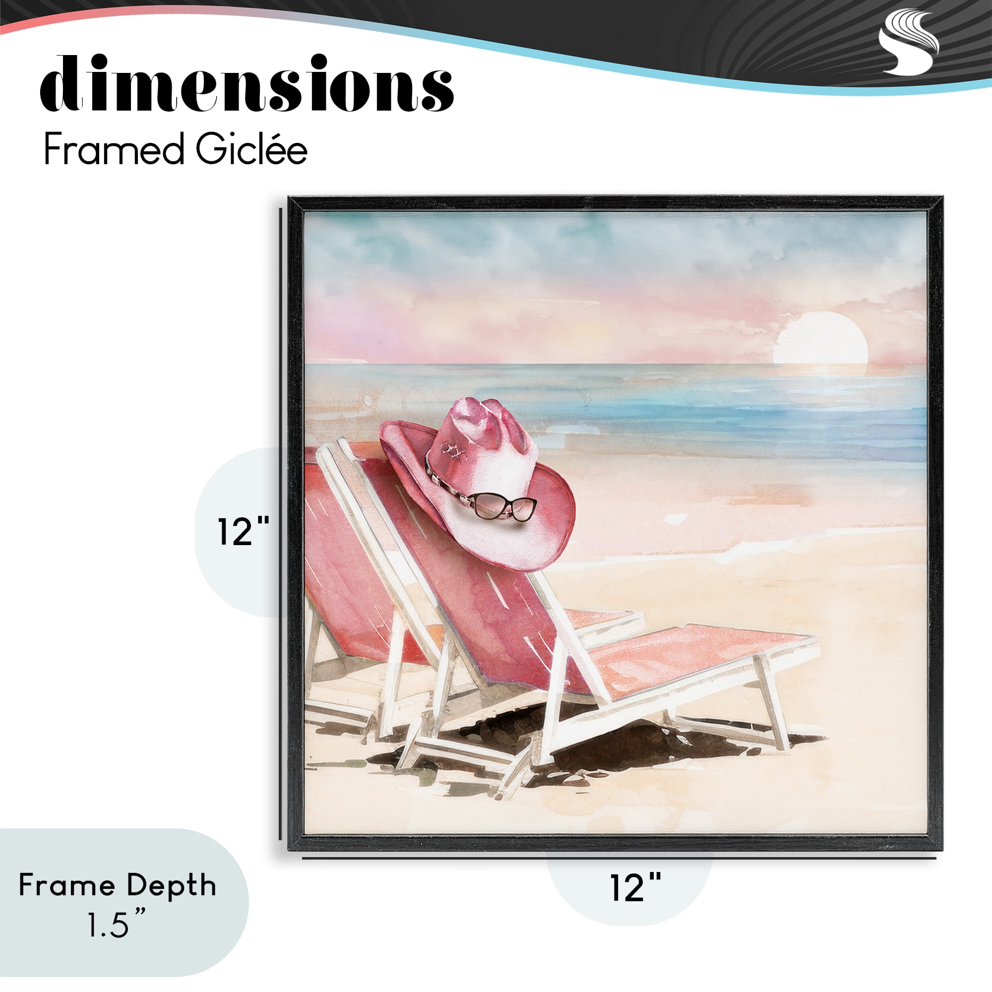 Stupell Industries Blush Pink Beach Chairs Black Framed Giclee Art, design by Paul Mathenia