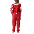 thumbnail image 5 of TBKOMH Christmas Onesie Hooded Pajama Plush Jumpsuit Candy Cane Print Costume Long Sleeve Full Body One Piece Loungewear for Adult Cozy Flannel Holiday Sleep Red L, 5 of 6