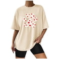 thumbnail image 1 of Birdeem Mode Femme T-Shirt Uni à Col Rond Imprimé à Manches Courtes Impression Blouse Ample Hauts, 1 of 1