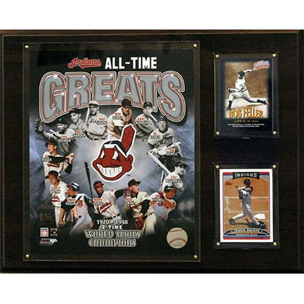 CandICollectables 1215INDIANSGR MLB 12 x 15 in. Cleveland Indiens Tous les Temps Grands Plaque Photo
