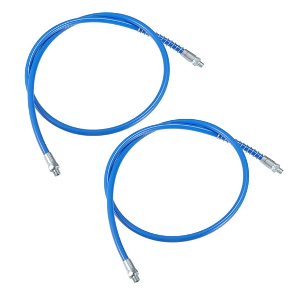 Unique Bargains 2pcs 47 Inch 1/8" NPT Grease Gun Flex Hose Trailer Flex Grease Hose Extension Non-Slip Blue