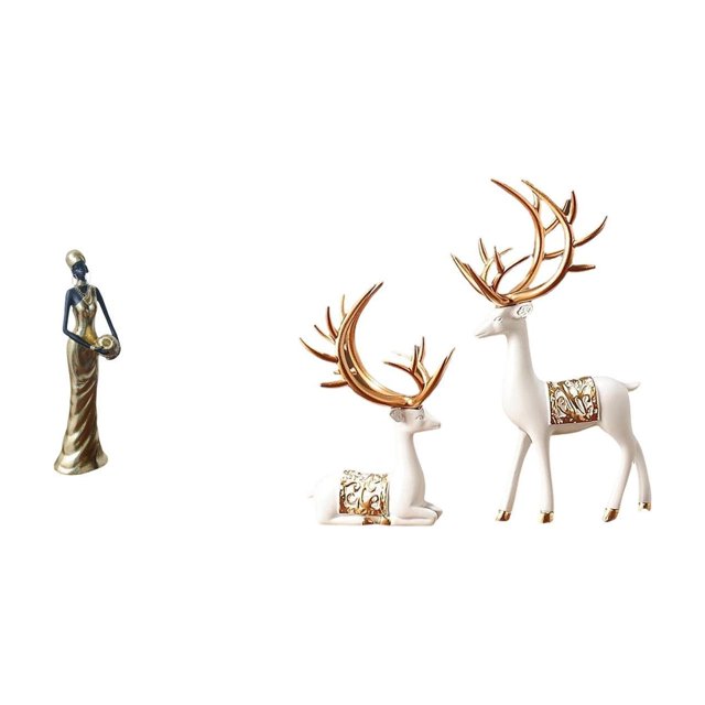 Elegante Conjunto De Figuras De Dama Y Reno, Fusión Africana Y Europea. Escultura Decorativa única Y Ligera Para El Hogar, Ideal Para Hoteles Y Coleccionistas.