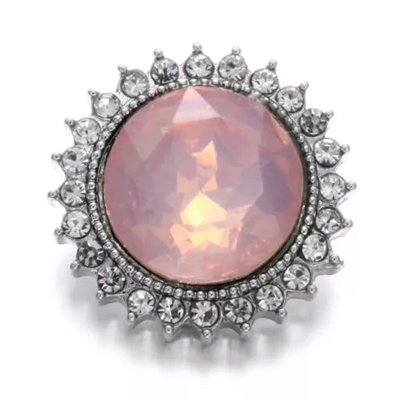 HOOUN 5PCS Bling Crystal Chunk Charm Snap Button Fit 18mm Snap Jewelry 46-Pink