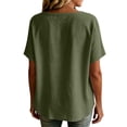 thumbnail image 7 of Stamzod Shackets for Women Casual V Neck Button Down Shirt Tops Summer Beach Short Sleeve Shacket Green B M, 7 of 7