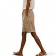 thumbnail image 2 of Nmnitkp Womens Shorts High Waisted Linen Blend Bermuda Shorts, Drawstring Paperbag Waist Casual Shorts with Pockets, Loose Fit for Summer & Daily Wear Beige,L, 2 of 6